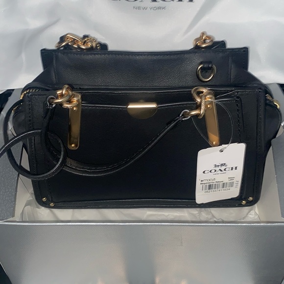 Mini Black Coach Leather Handbag - Picture 1 of 8